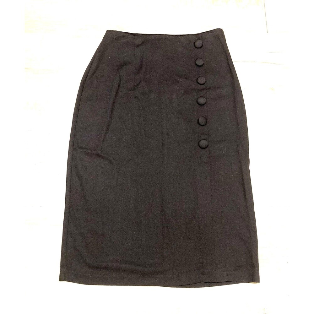 Vintage Best American 90s Black Pencil Skirt Juniors 11/12 Midi Workwear USA